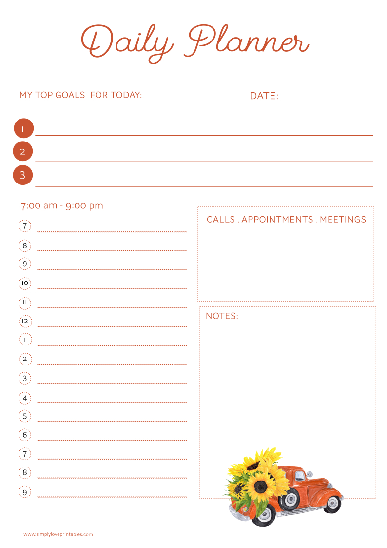 Free Printable Fall Planner Pages - Simply Love Printables within Free Daily Planner Autumn Printable