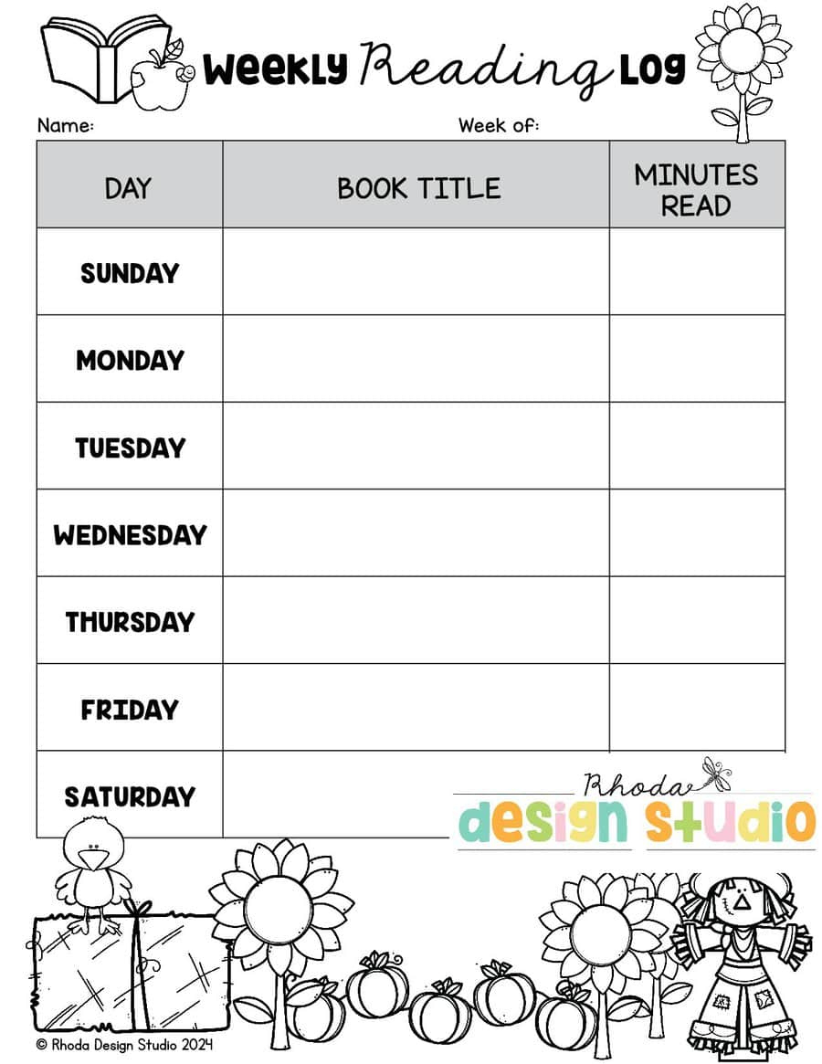 Free Printable Fall Reading Logs For Autumn Homework And Tracking in October Reading Log Free Printable