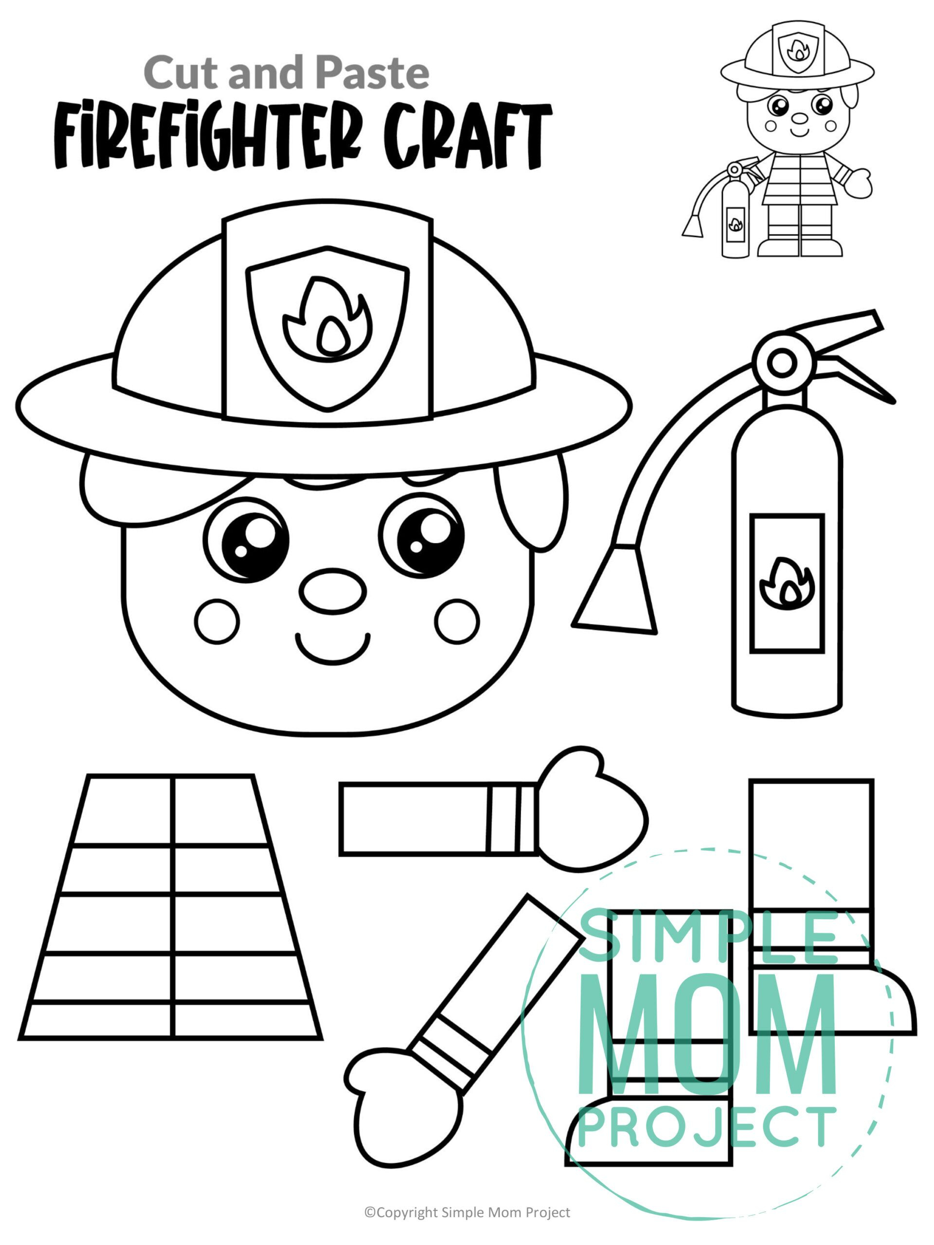 Free Printable Firefighter Craft Template – Simple Mom Project for Free Printable Fireman Hat Template