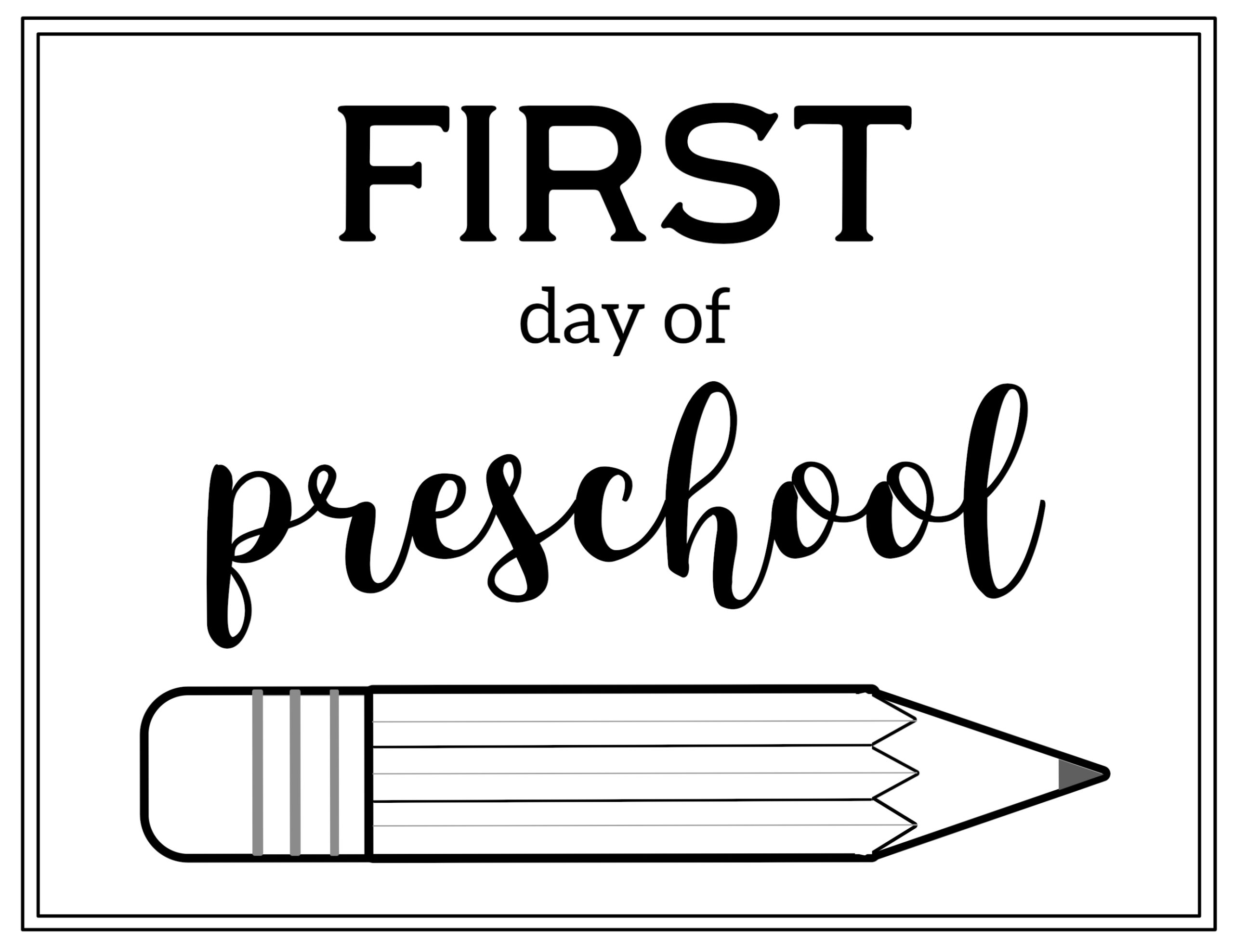 Free Printable First Day Of School Sign {Pencil} - Paper Trail Design regarding Printable First Day of Preschool