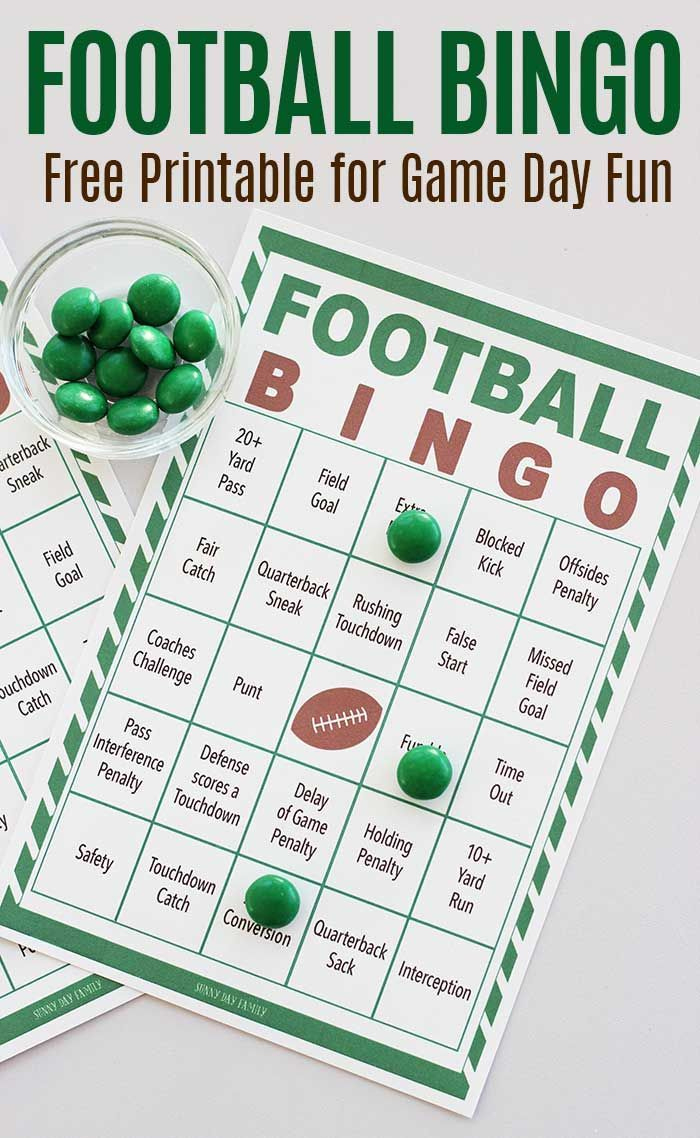 Free Printable Football Bingo For Game Day Fun in Printable Football Bingo Cards