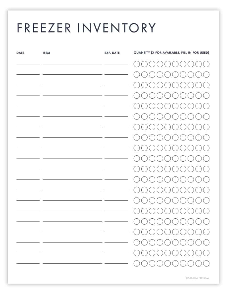 Free Printable Freezer Inventory Tracker - Pjs And Paint regarding Free Printable Freezer Inventory Sheet