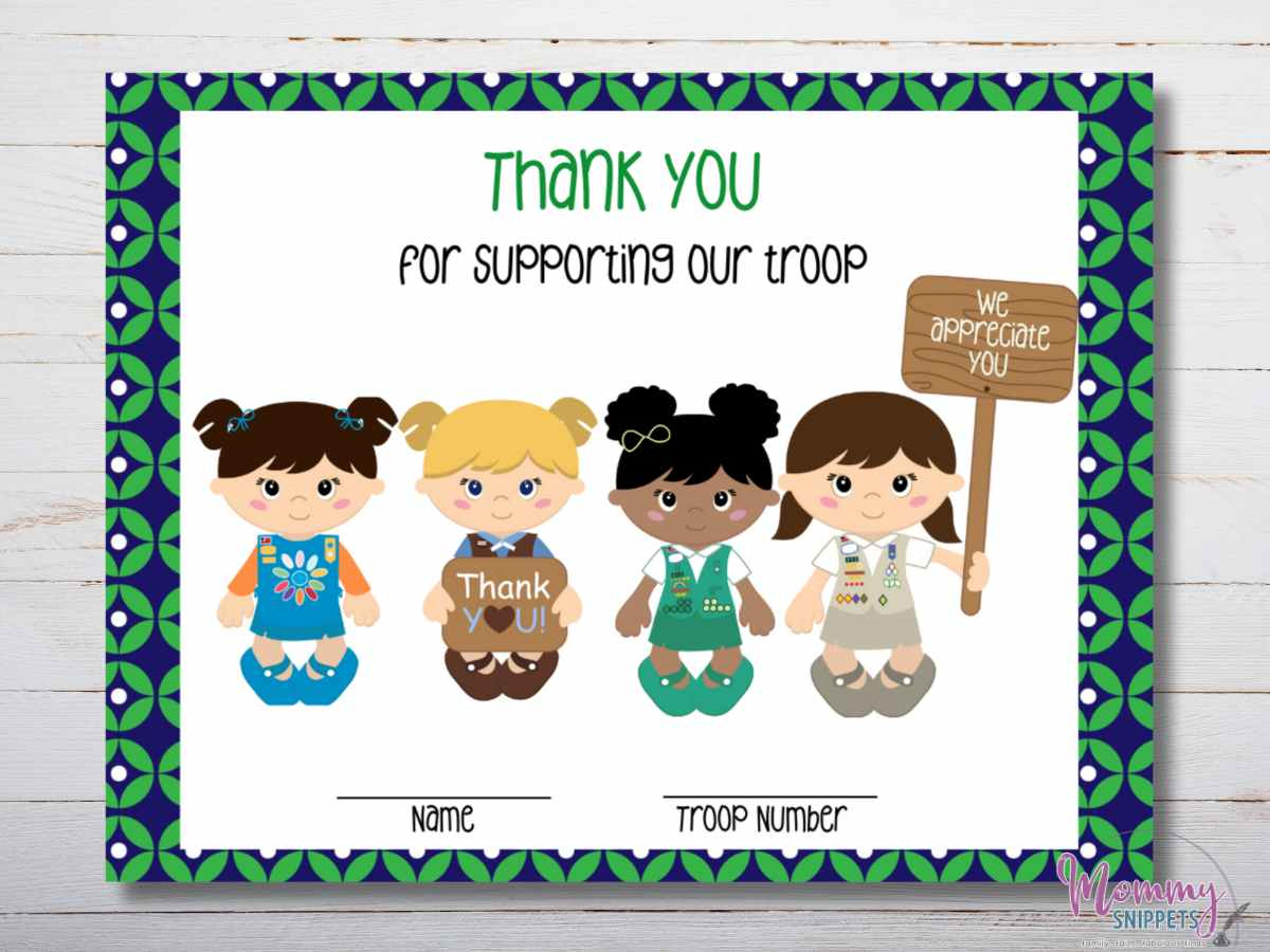 Free Printable Girl Scout Thank You Cards - Mommy Snippets with regard to Girl Scout Cookie Thank You Notes Printable Free