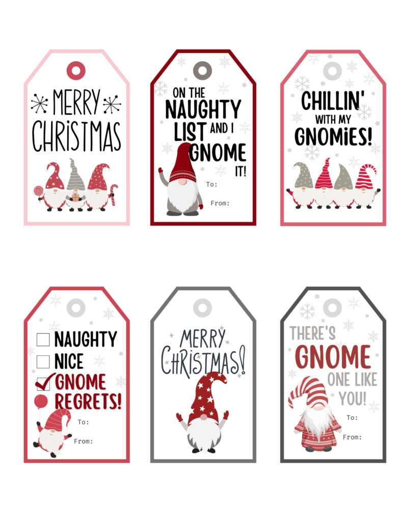 Free Printable Gnome Christmas Gift Tags | Baking You Happier in Free Printable Gnome Gift Tags
