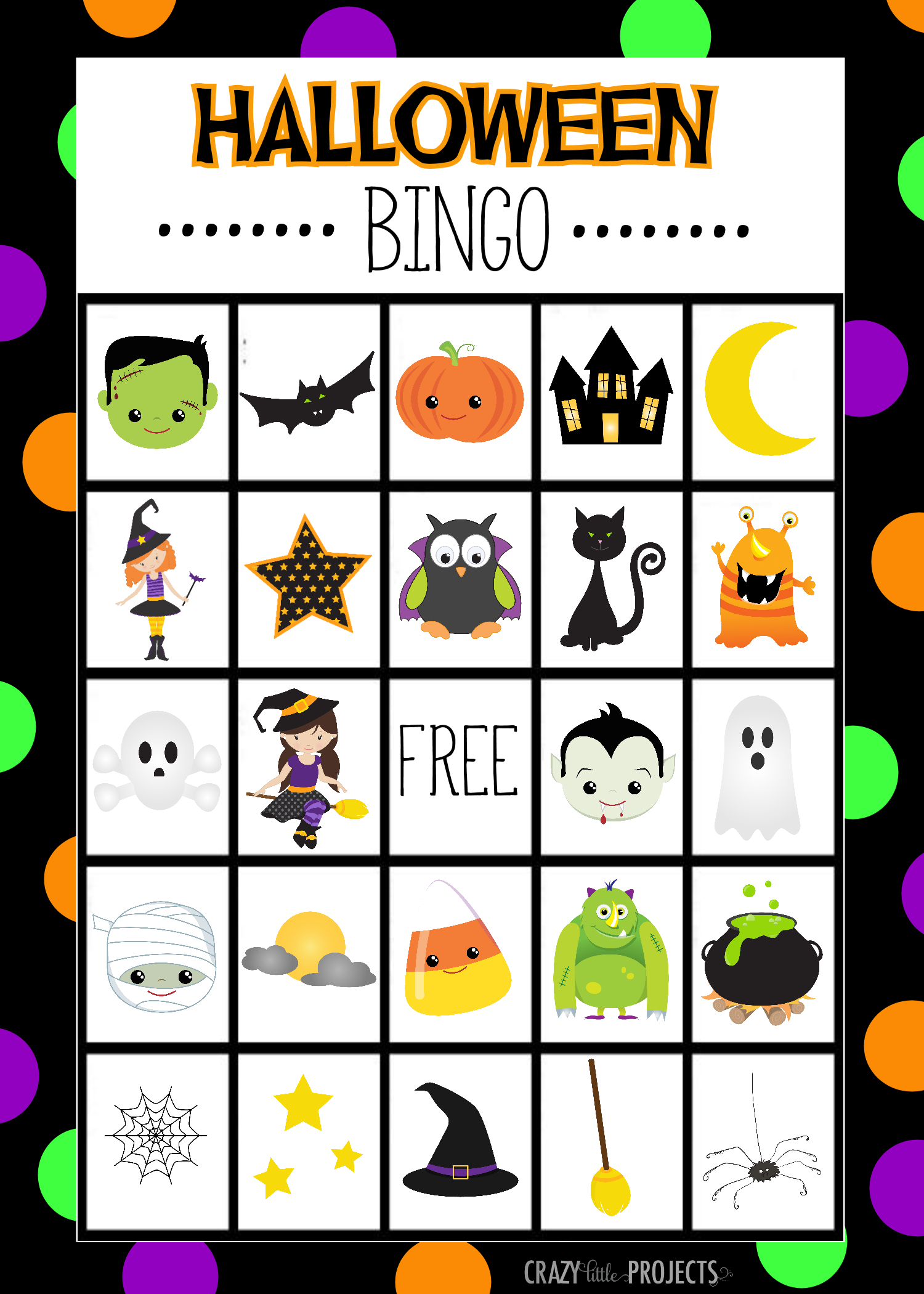 Free Printable Halloween Bingo Game - Crazy Little Projects in Free Halloween Bingo Card