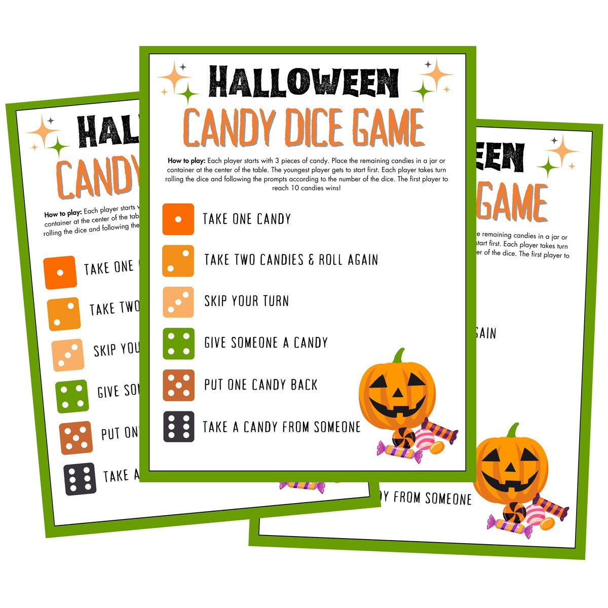Free Printable Halloween Candy Dice Game For Kids - Scattered inside Candy Dice Game Free Printable