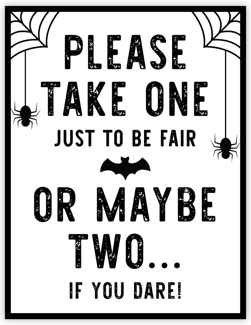 Free Printable Halloween Candy Sign | Please Take One - Pjs And Paint in Halloween Candy Sign Printable Free