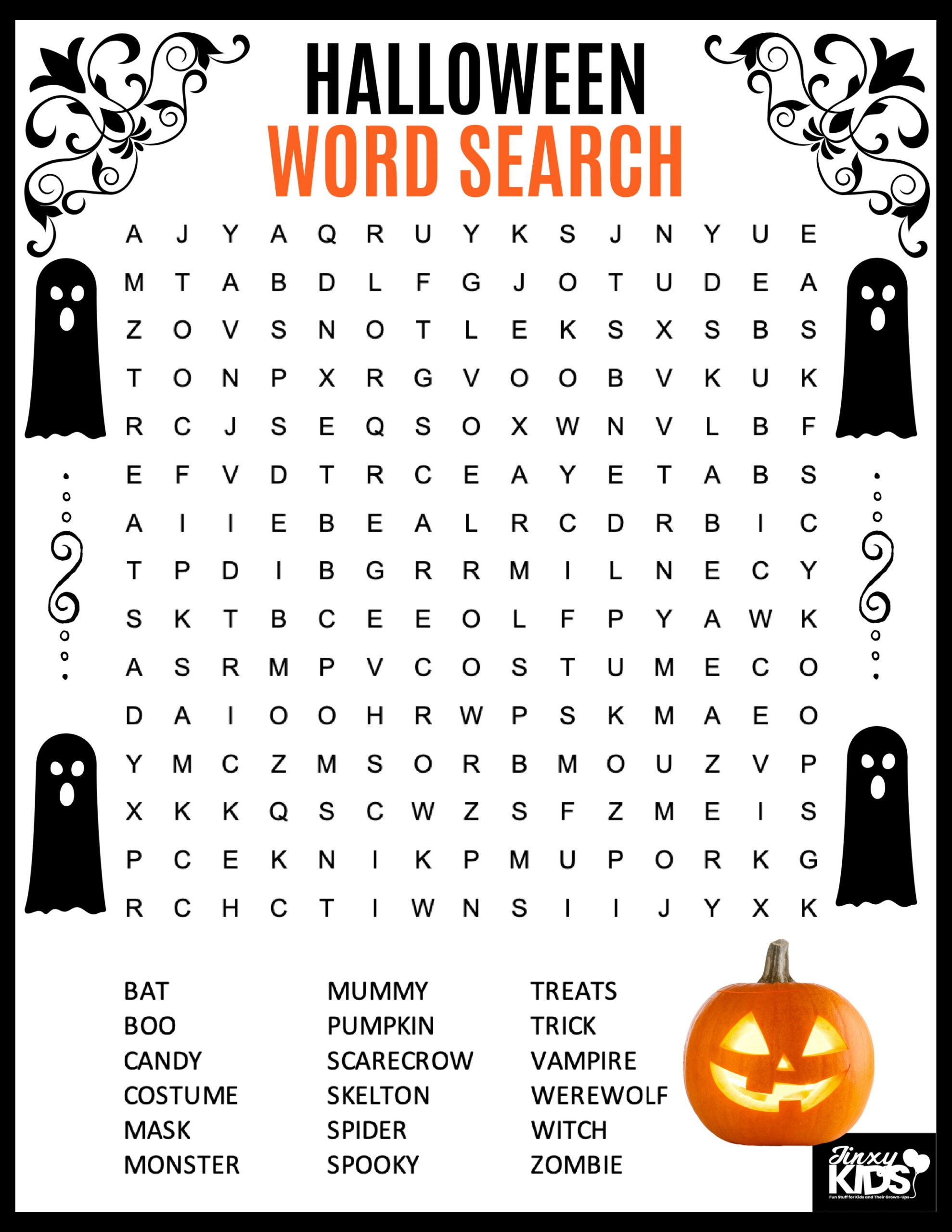 Free Printable Halloween Word Search Puzzle - Jinxy Kids intended for Free Printable Halloween Puzzles