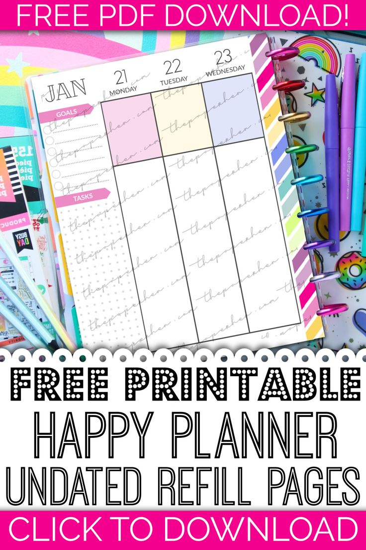 Free Printable Happy Planner Pages Inserts Refills For Classic for Pdf Free Happy Planner Printables