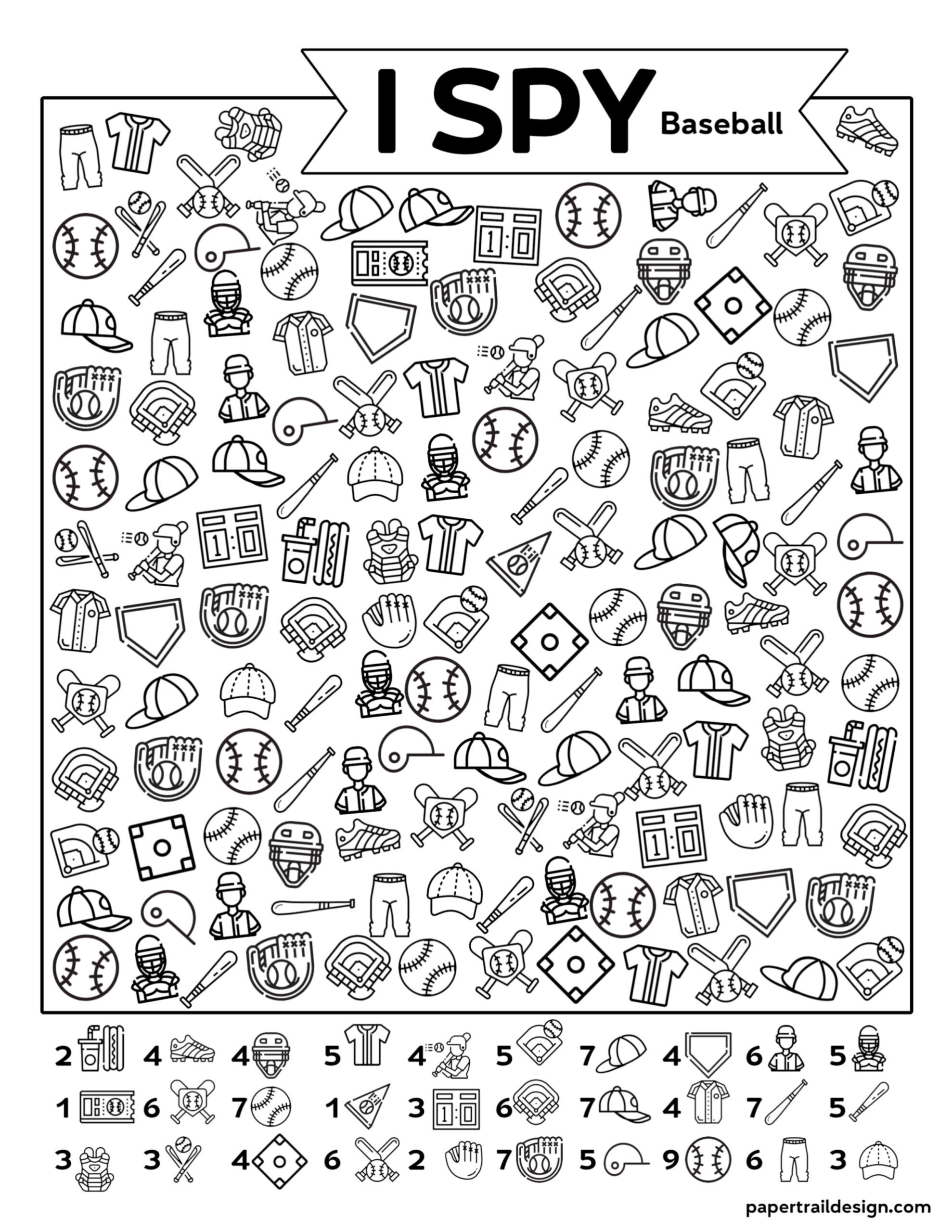 Free Printable I Spy Baseball Activity - Paper Trail Design inside Free Printable I Spy Pages