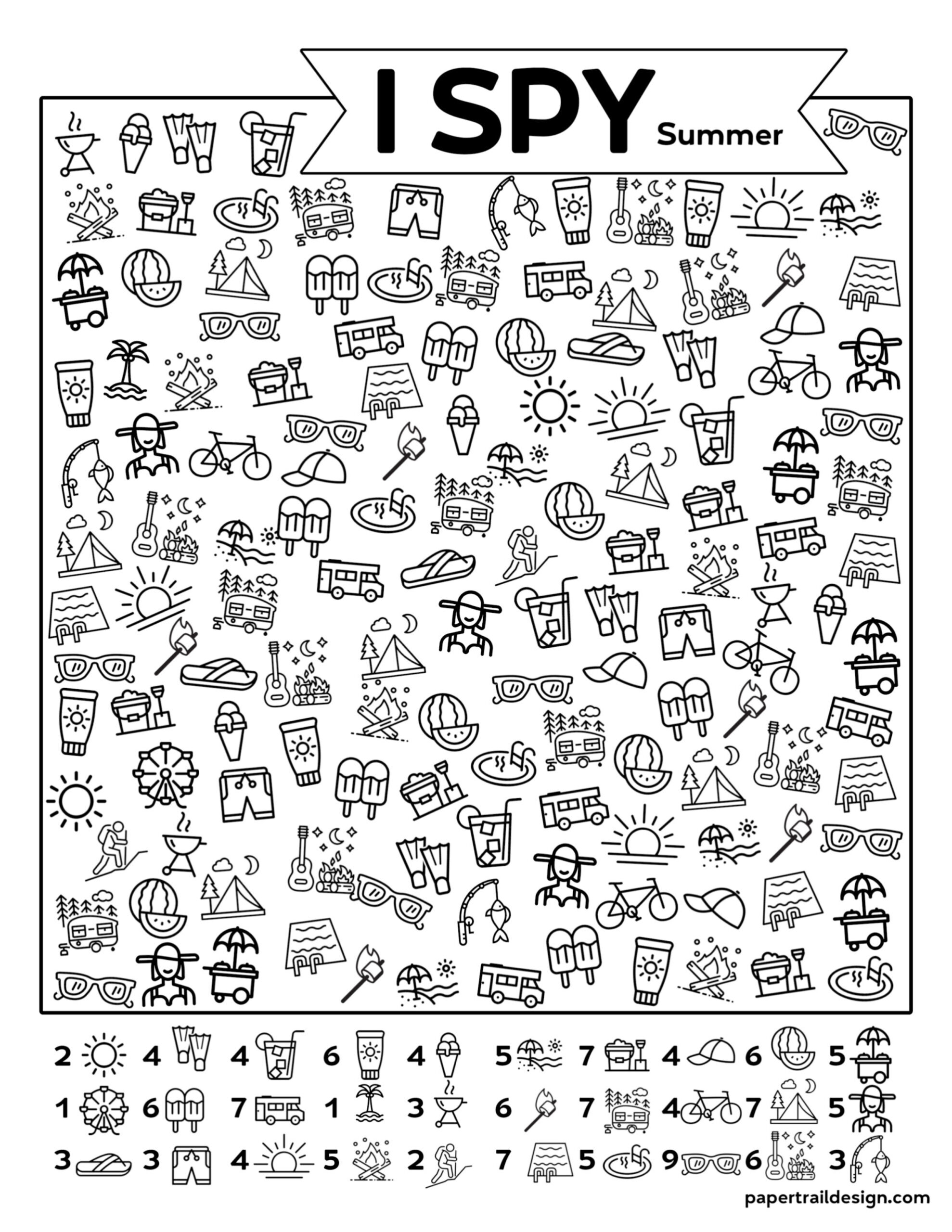Free Printable I Spy Summer Activity - Paper Trail Design with Summer I Spy Free Printable