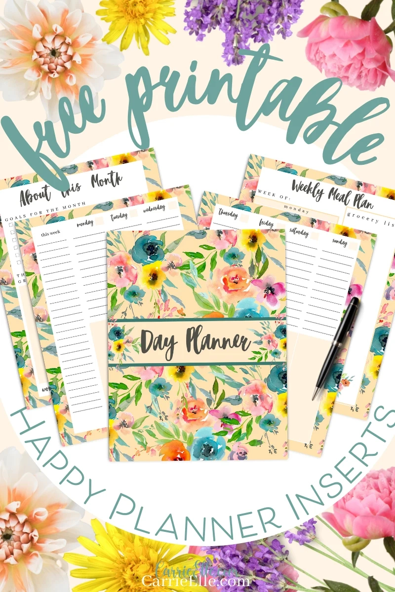 Free Printable Inserts For Happy Planner - Floral Pastel - Carrie Elle in Happy Planner Free Printable Inserts