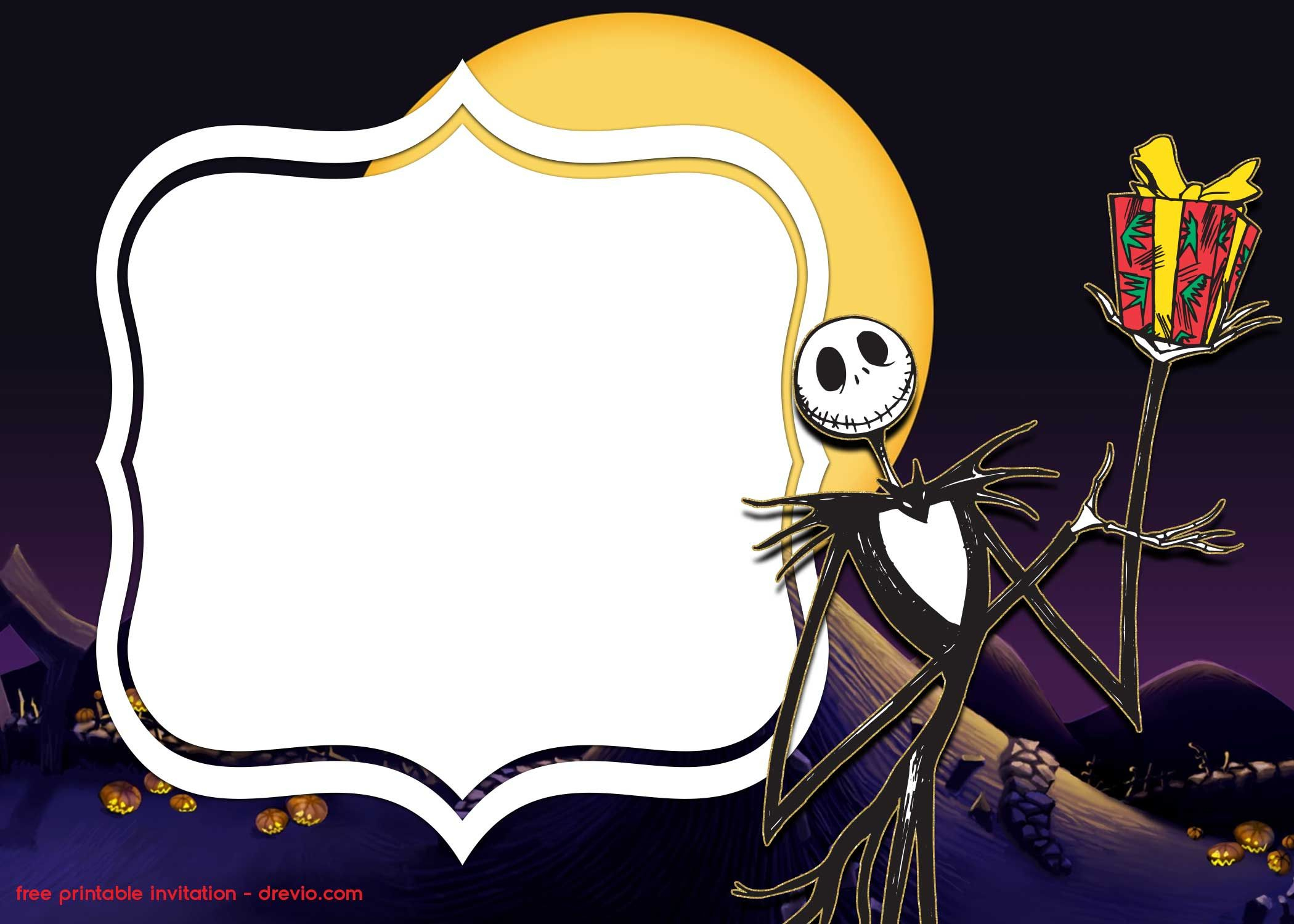 Free Printable Jack Skellington Invitation Templates with Jack Skellington Printable Images