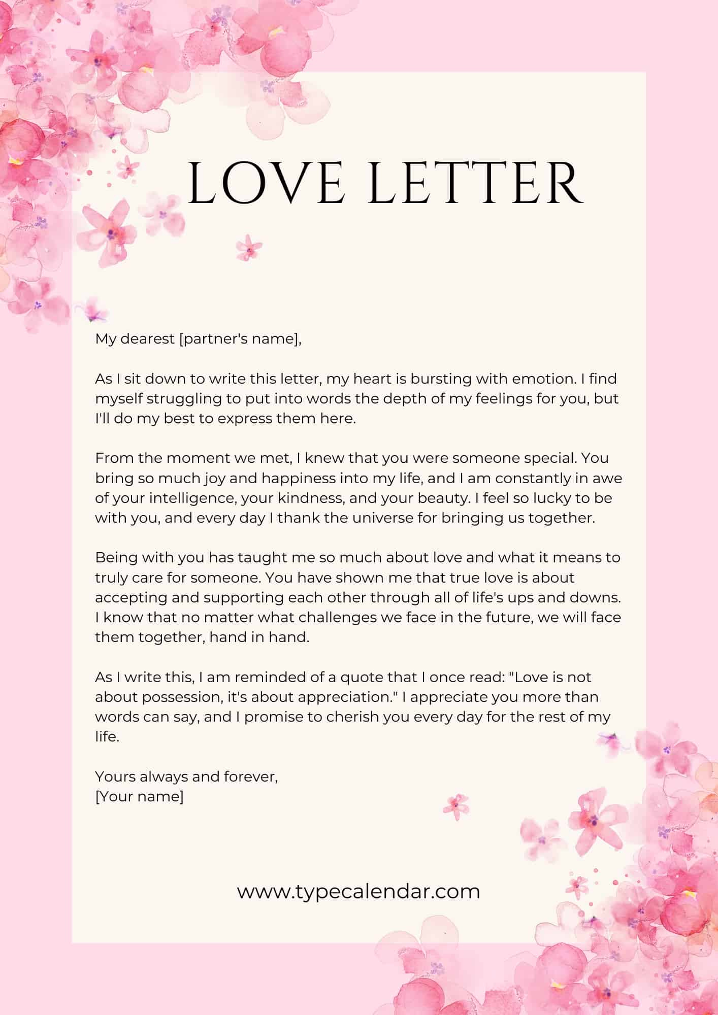 Free Printable Love Letter Templates [Word, Pdf] throughout Printable Love Letter From God