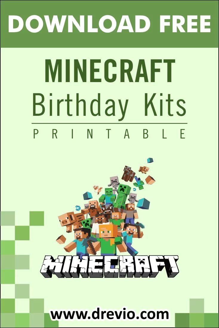 Free Printable) – Minecraft Birthday Party Kits Templates for Downloadable Free Printable Minecraft Birthday Invitations