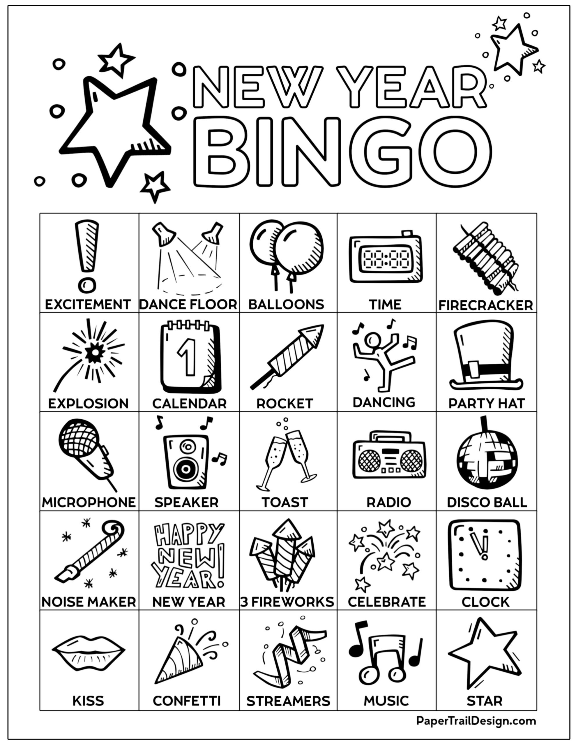 Free Printable New Year&amp;#039;S Bingo Cards - Paper Trail Design for New Years Bingo Card