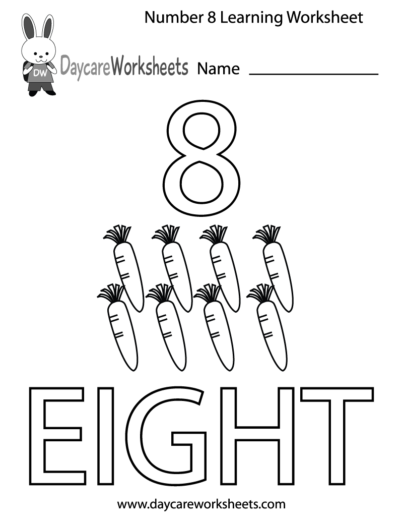 Free Printable Number Eight Learning Worksheet For Preschool within Number Eight Worksheet Printable