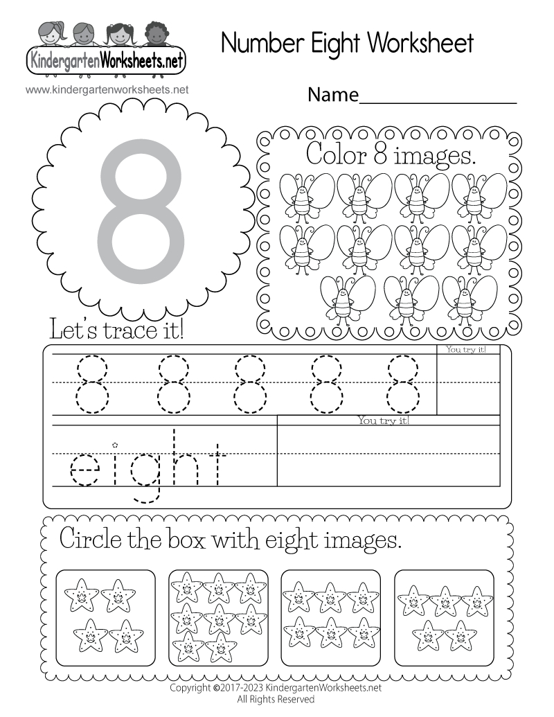Free Printable Number Eight Worksheet intended for Number Eight Worksheet Printable
