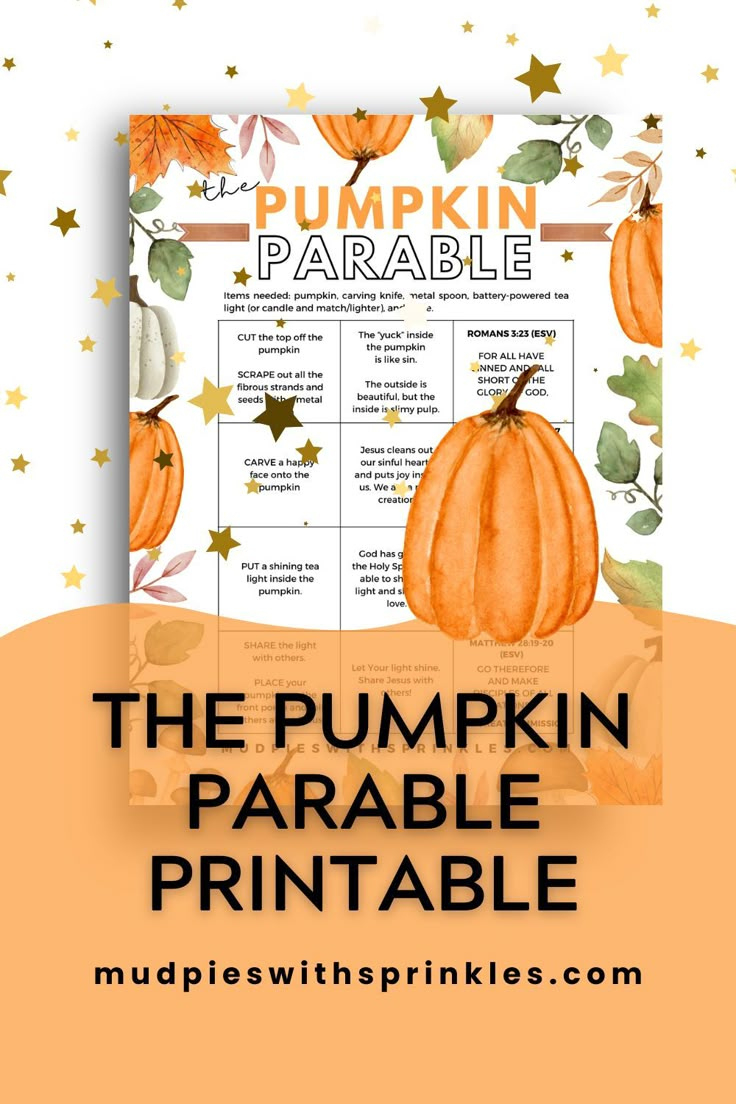 Free Printable Of The Pumpkin Parable With Festive Bible Verse intended for Pumpkin Patch Parable Printable