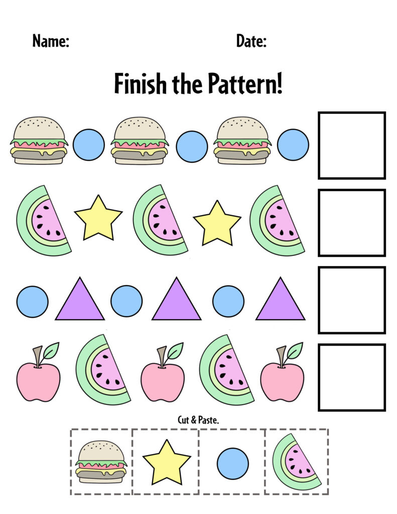 Free Printable Pattern Worksheets For Preschool ⋆ The Hollydog Blog for Printable Kindergarten Patterns Worksheets