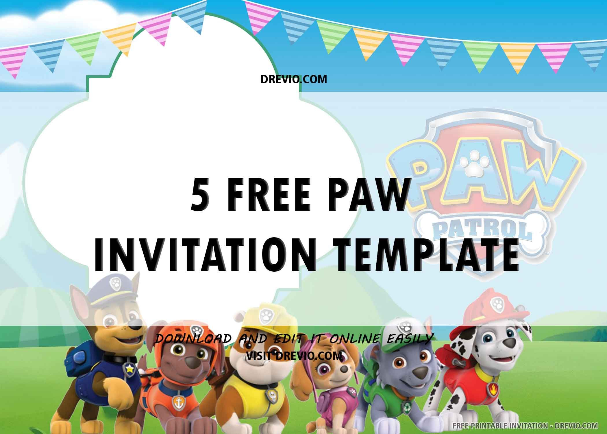 Free Printable) – Paw Patrol Birthday Invitation Template inside Free Paw Patrol Printable Birthday Invitations