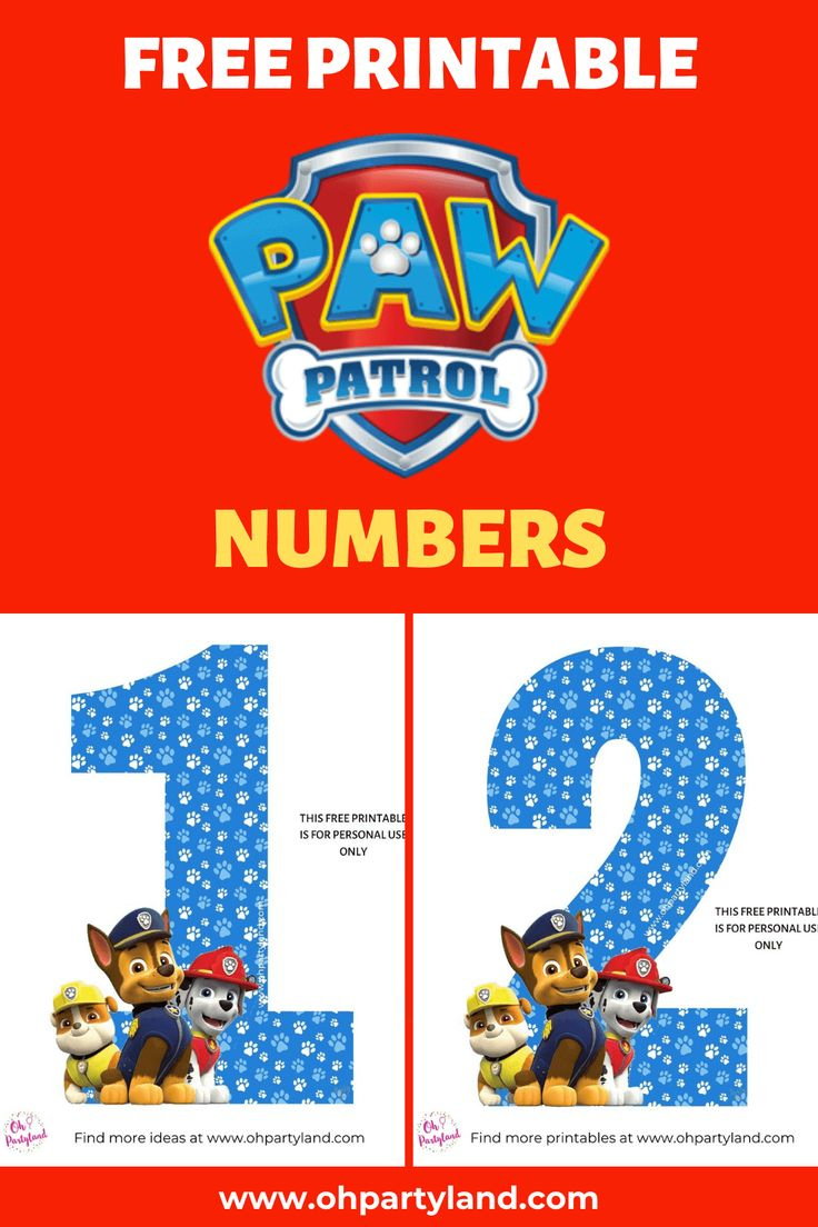 Free Printable Paw Patrol Numbers throughout Free Paw Patrol Birthday Printables