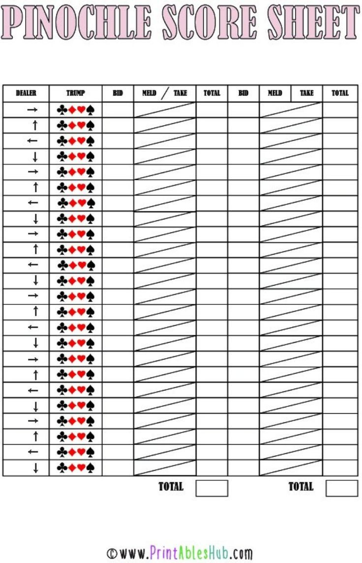 Free Printable Pinochle Sheets [Pdf Included] within Pinochle Score Sheet Printable