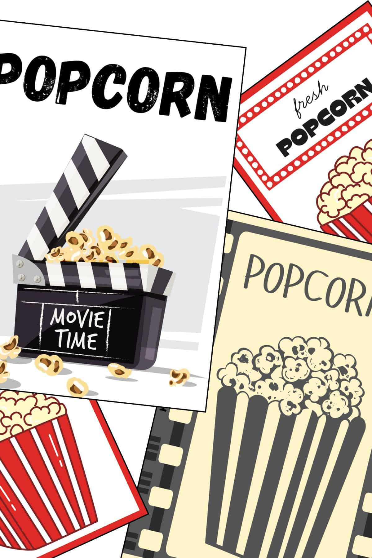 Free Printable Popcorn Sign (11 Designs) | The Pink Craft Box with Free Printable Popcorn Sign