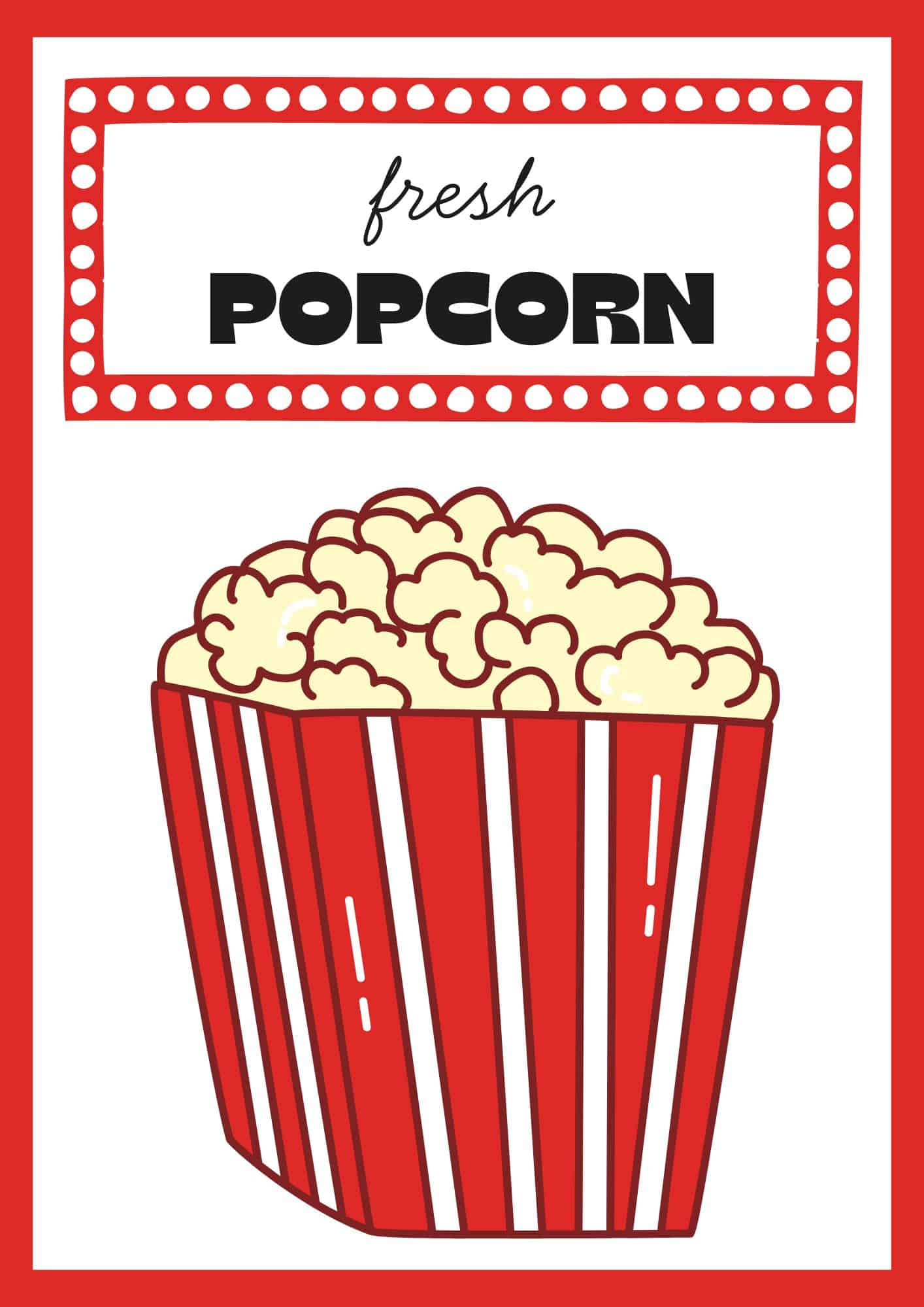 Free Printable Popcorn Sign (11 Designs) | The Pink Craft Box with regard to Free Printable Popcorn Sign