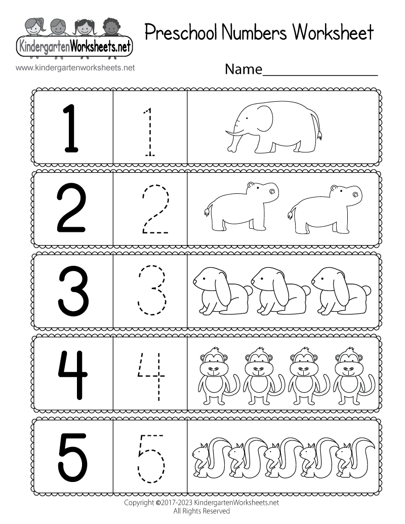 Free Printable Preschool Numbers Worksheet regarding Preschool Numbers Worksheet Printable