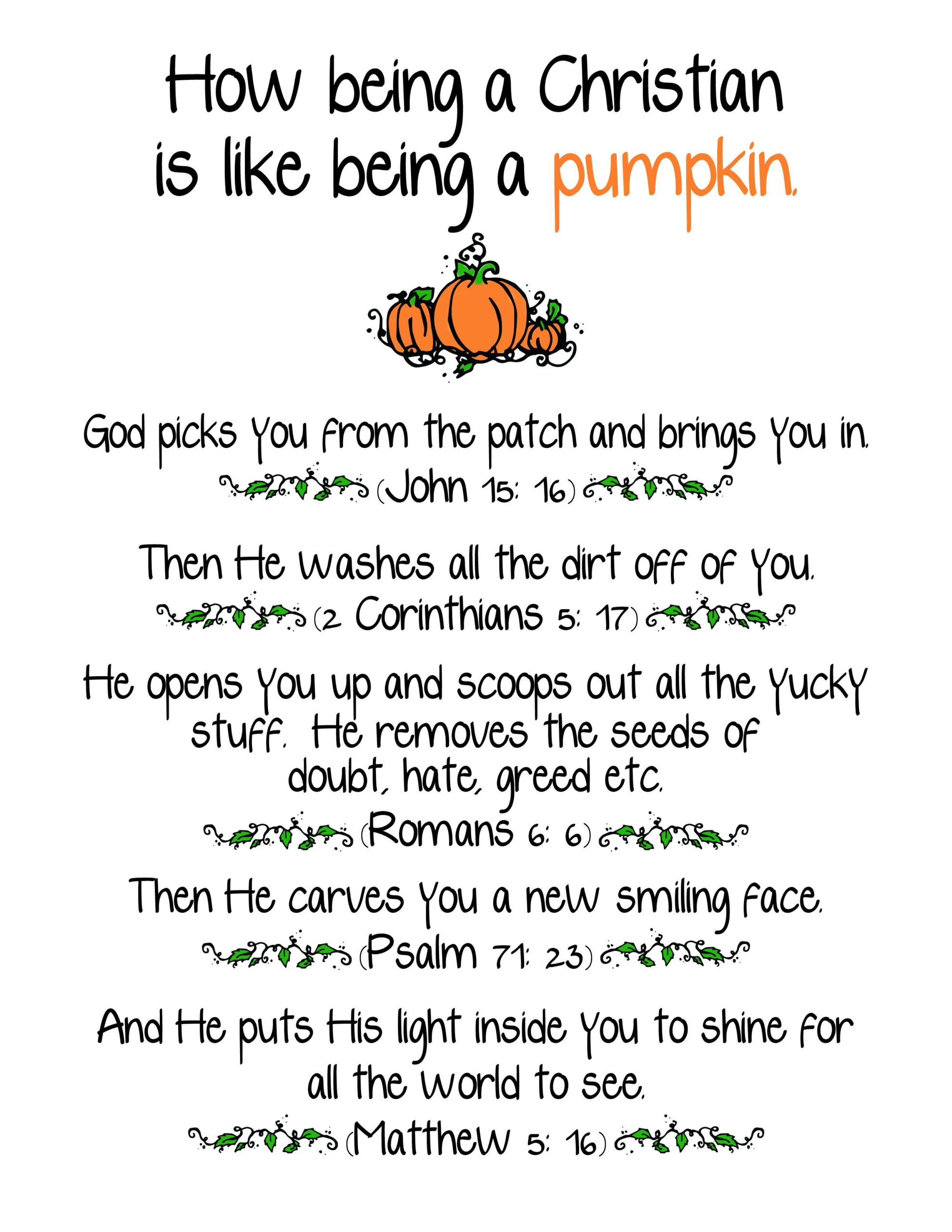 Free Printable Pumpkin Gospel Printable - Printable Party Favors in The Pumpkin Gospel Free Printable
