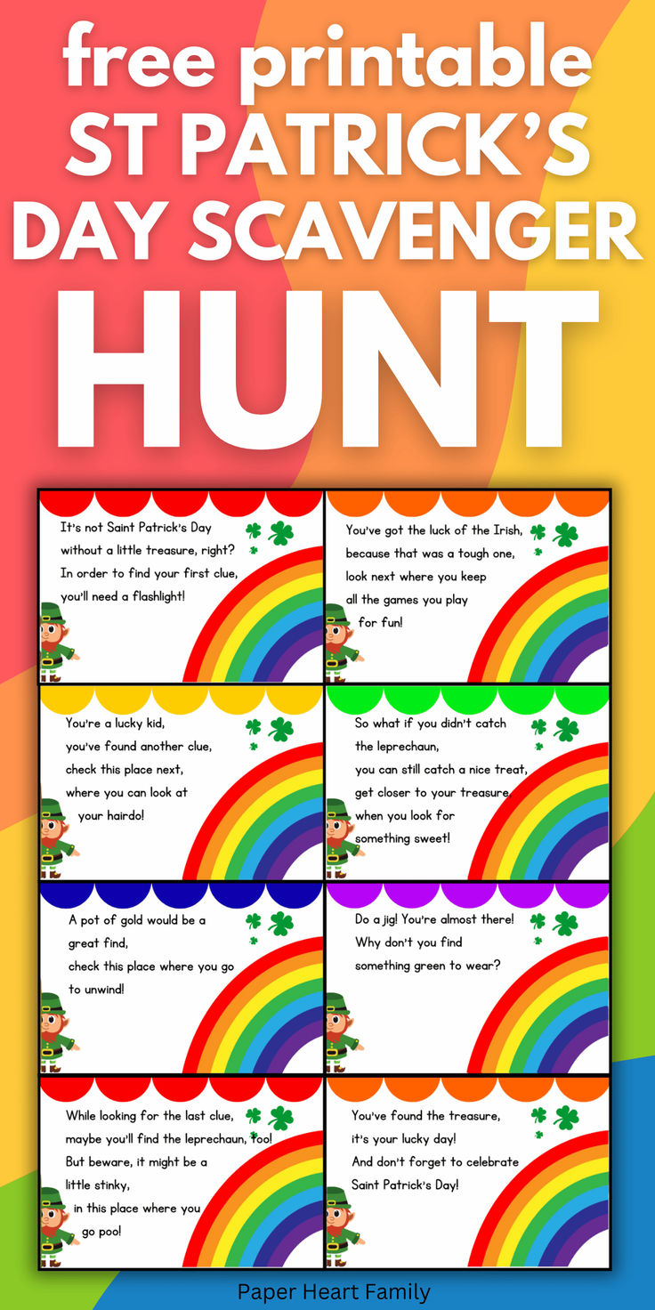 Free Printable Saint Patrick&amp;#039;S Day Scavenger Hunt inside Leprechaun Scavenger Hunt Free Printable