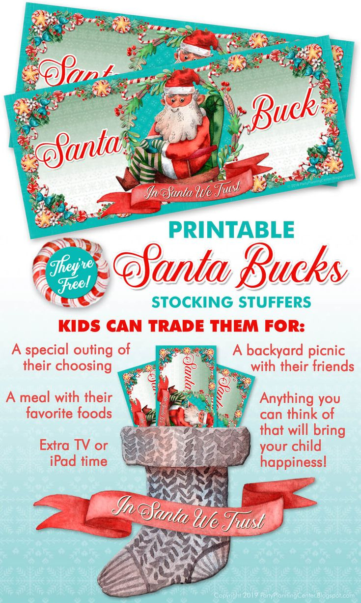 Free Printable Santa Bucks Kids Christmas Gift Certificates within Free Printable Santa Bucks