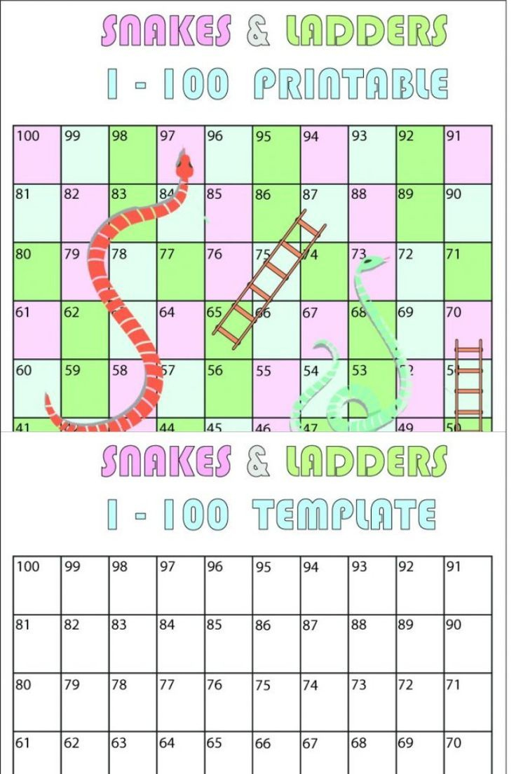 Free Printable Snakes And Ladders 1-100 [Pdf Included] + Blank with Chutes and Ladders Game Board Printable