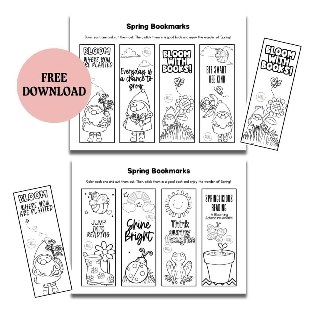 Free Printable Spring Bookmarks - Printable Party Favors for Free Printable Spring Bookmarks
