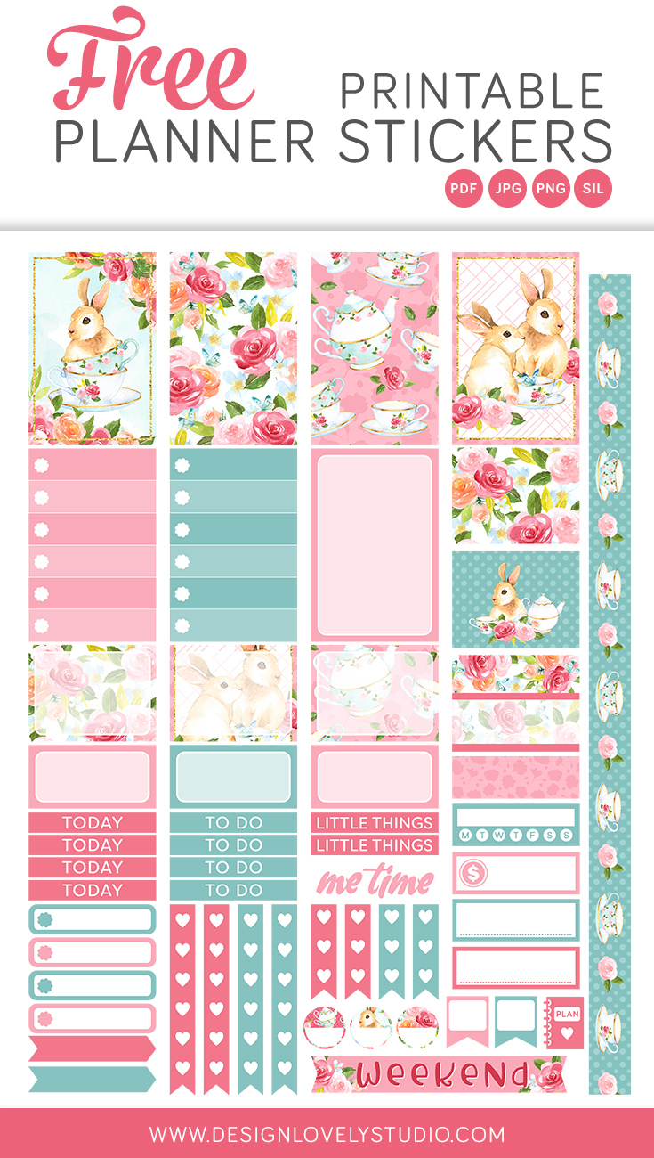 Free Printable Spring Planner Stickers — Design Lovely Studio within Free Happy Planner Sticker Printables
