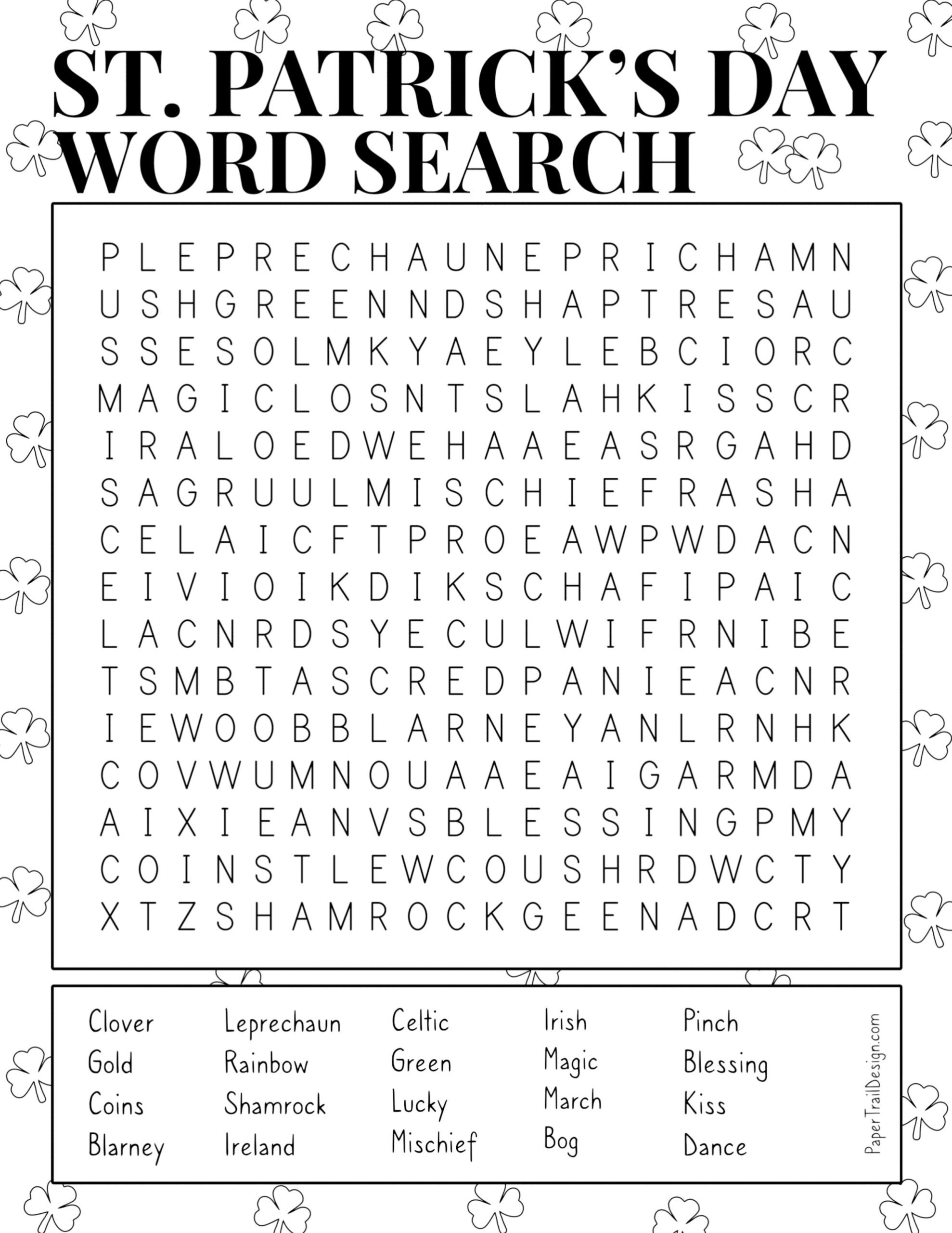Free Printable St. Patrick&amp;#039;S Day Word Search - Paper Trail Design for Free Printable St Patrick&amp;amp;#039;s Day Word Search