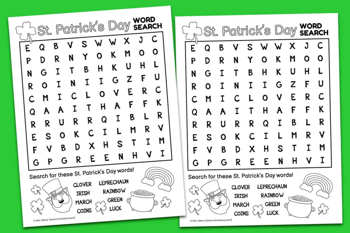 Free Printable St. Patrick&amp;#039;S Day Word Search Puzzle | Mrs. Merry with St Patrick&amp;amp;#039;s Day Puzzles Printable Free