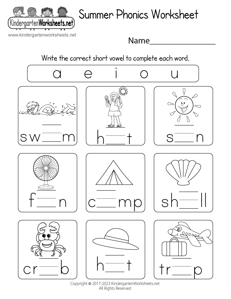 Free Printable Summer Phonics Worksheet within Phonics Booklets Printable Free