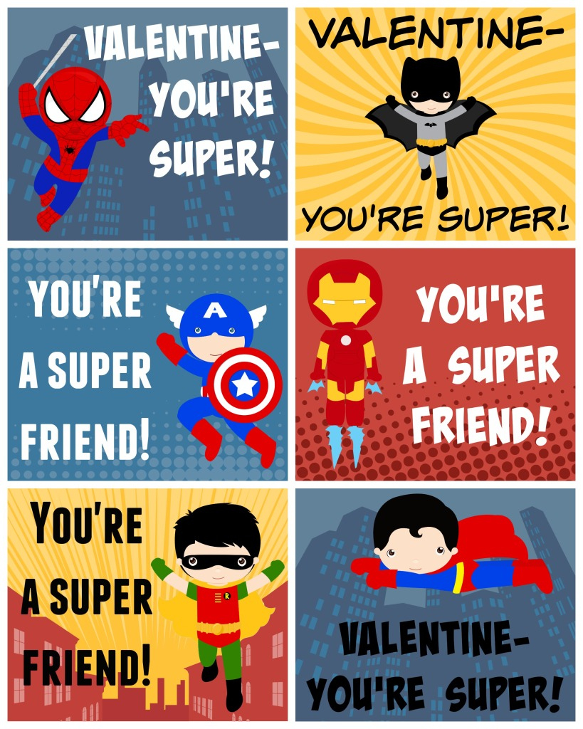 Free Printable Superhero Valentines with Free Printable Superhero Valentines