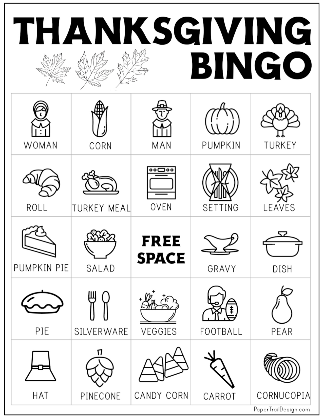 Free Printable Thanksgiving Bingo Cards - Paper Trail Design with regard to Thanksgiving Day Bingo Cards