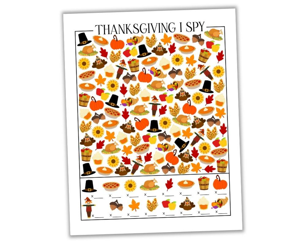 Free Printable Thanksgiving I Spy Sheet (+ Answer Key!) - The intended for Thanksgiving I Spy Free Printable