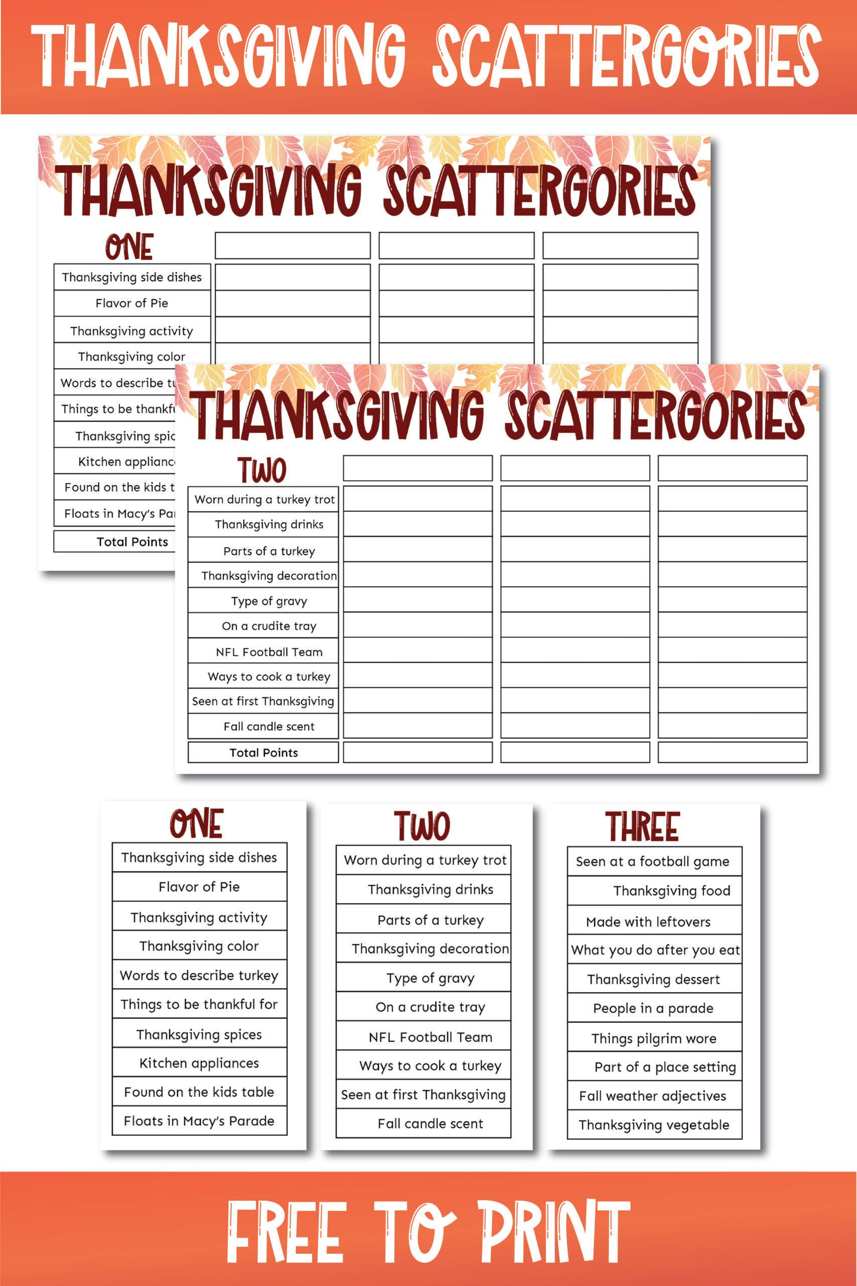 Free Printable Thanksgiving Scattergories Game - Play Party Plan regarding Thanksgiving Scattergories Free Printable