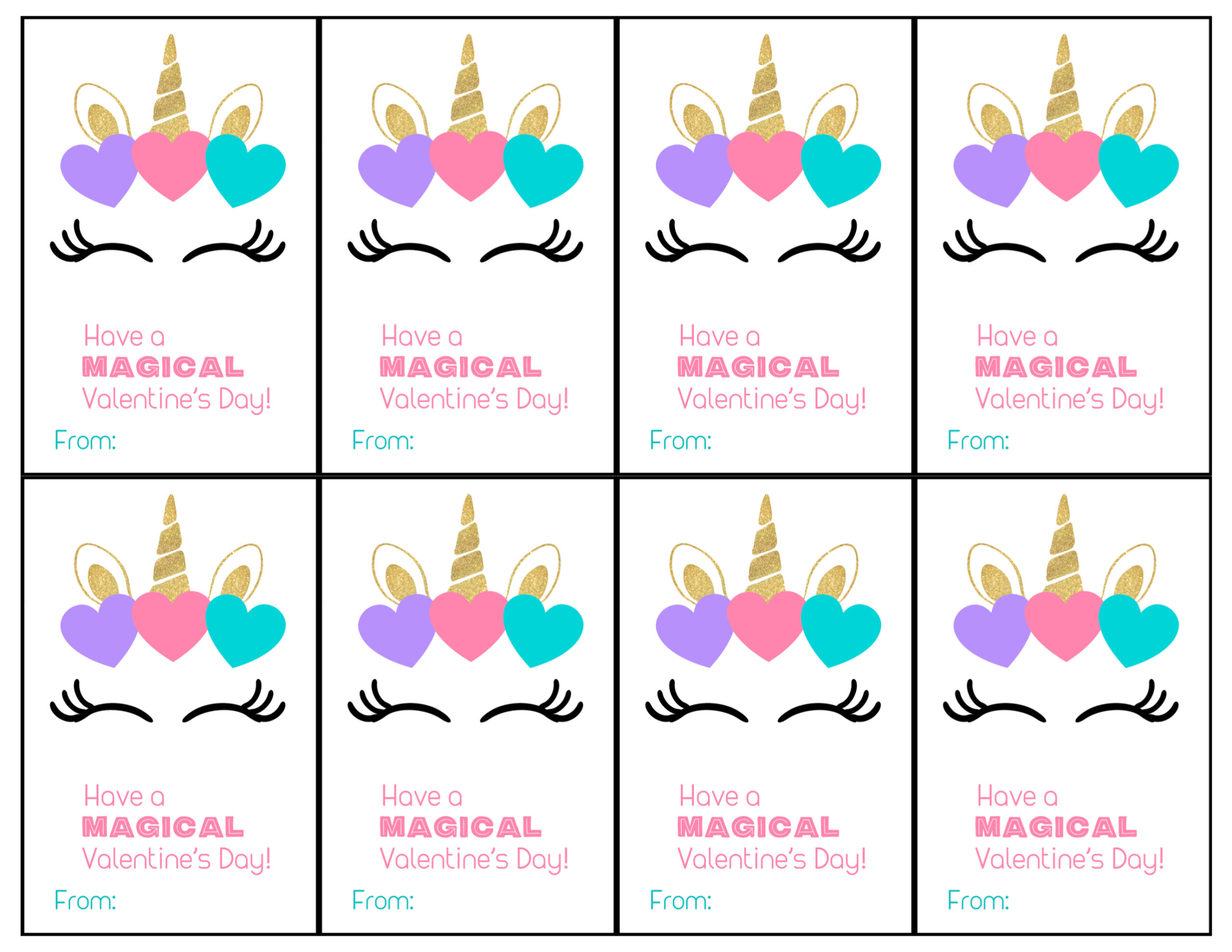 Free Printable Unicorn Valentine Cards - Paper Trail Design in Free Printable Unicorn Valentine