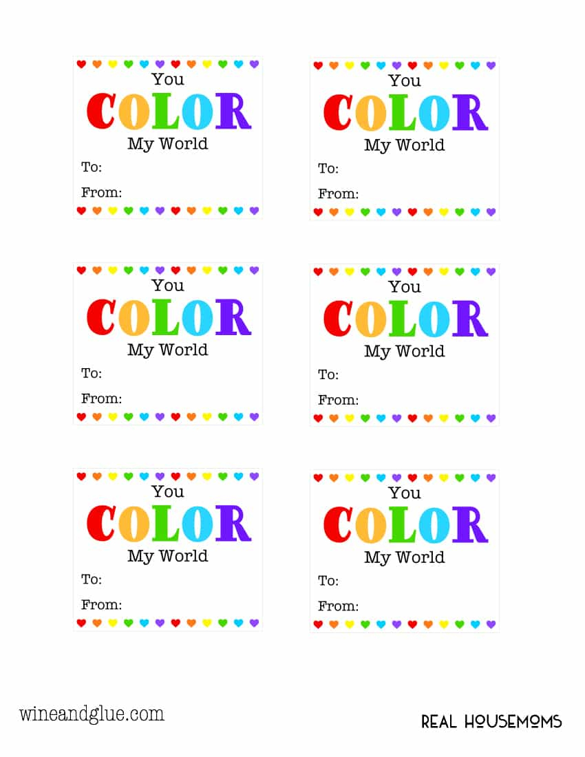 Free Printable Valentine ⋆ Real Housemoms pertaining to You Color My World Valentine Free Printable