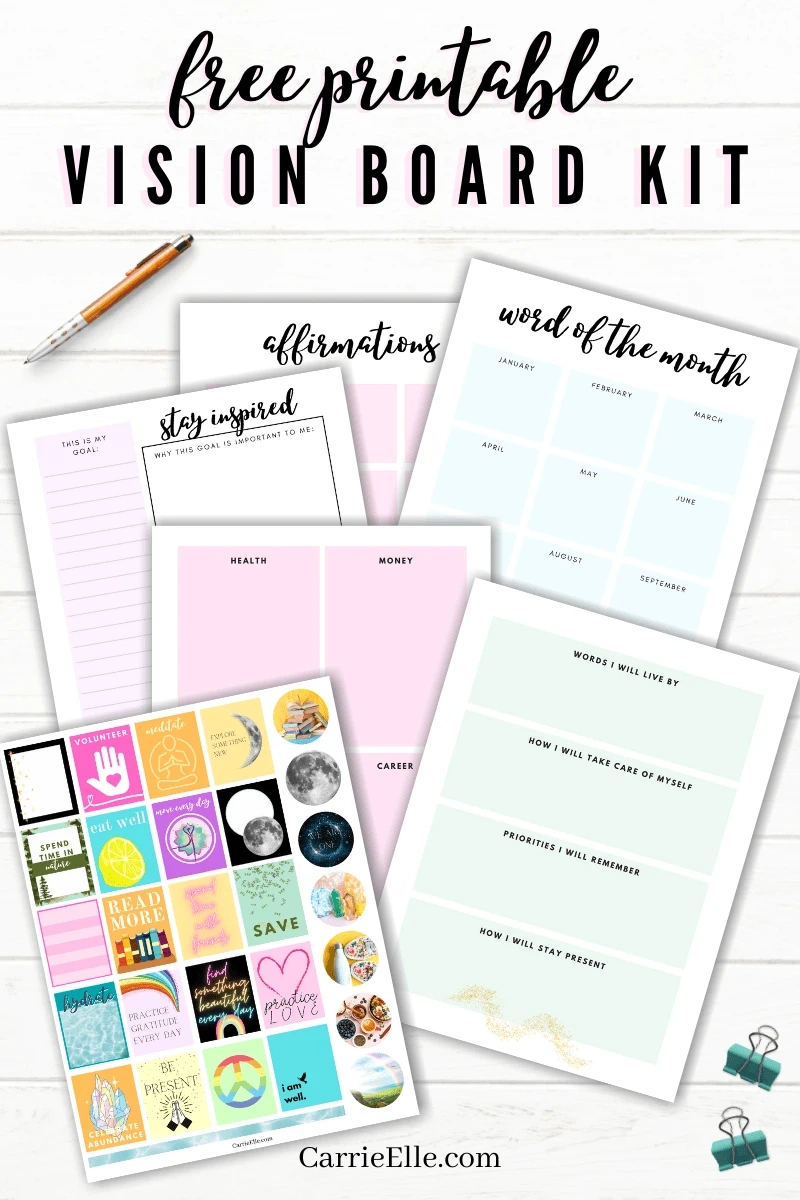 Free Printable Vision Board Kit - Carrie Elle with Free Printable Weight Loss Vision Board Printables
