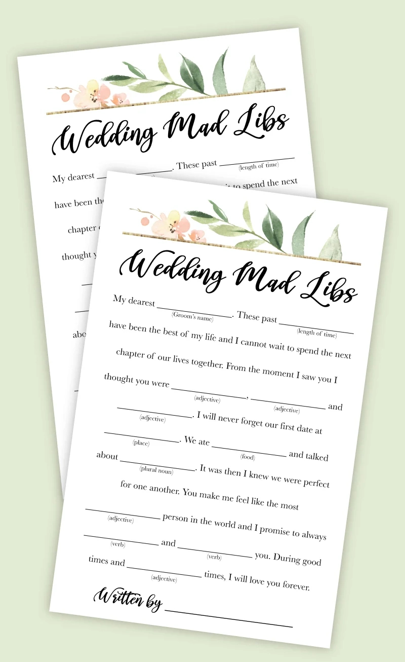 Free Printable Wedding Mad Libs Game - Pjs And Paint regarding Bridal Shower Mad Libs Printable Free