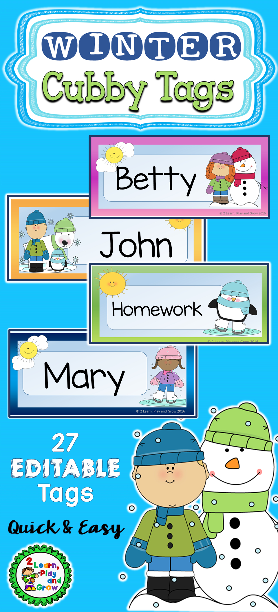 Free Printable Winter Cubby Tags - Printable Design Resources in Free Printable Winter Cubby Tags
