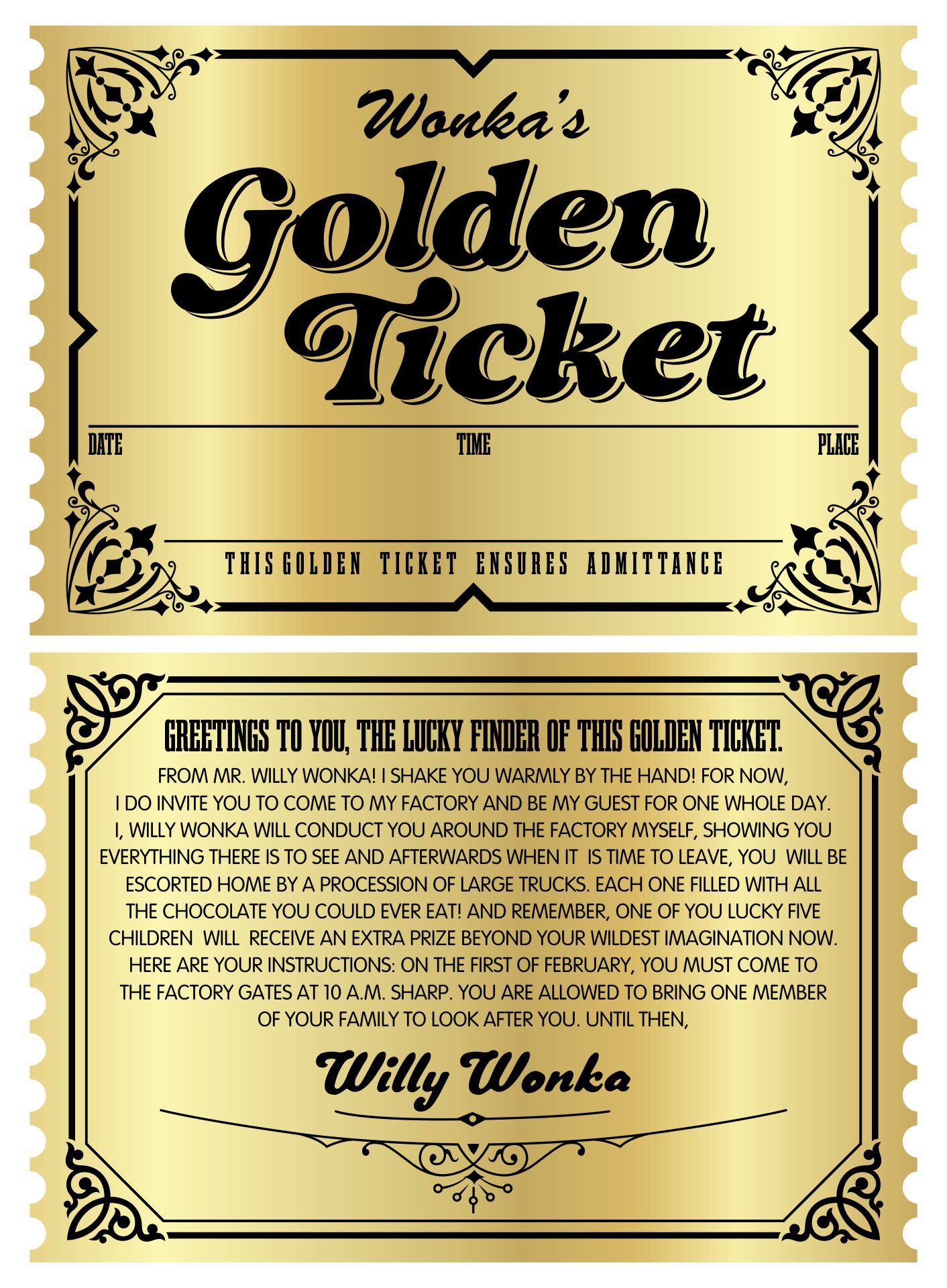 Free Printable Wonka Golden Ticket - Printable Party Favors throughout Free Printable Wonka Golden Ticket Template