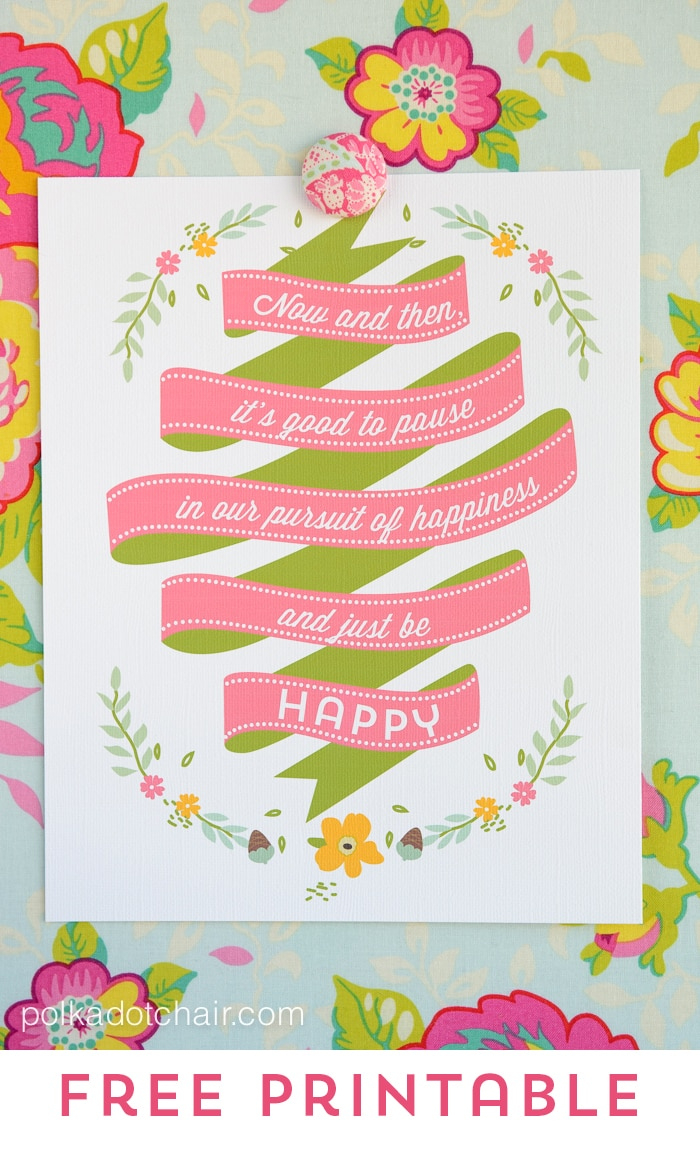 Free Printables: Pause And Just Be Happy (&amp;amp; A Giveaway!) with regard to Polka Dot Chair Free Printables